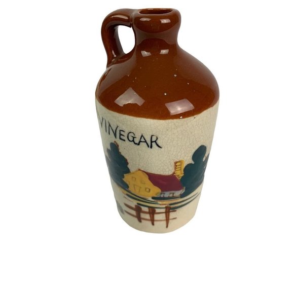 Set of Oil and Vinegar Crocks Cruets 4 3/4"h Rooster Country Theme - Picture 6 of 9